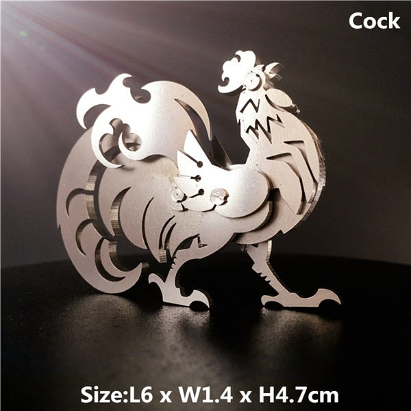 3D Metal Model Chinese Zodiac Dinosaurs western fire dragon  DIY Assembly models Toys Collection Desktop For Adult Children - Executive-Skincare