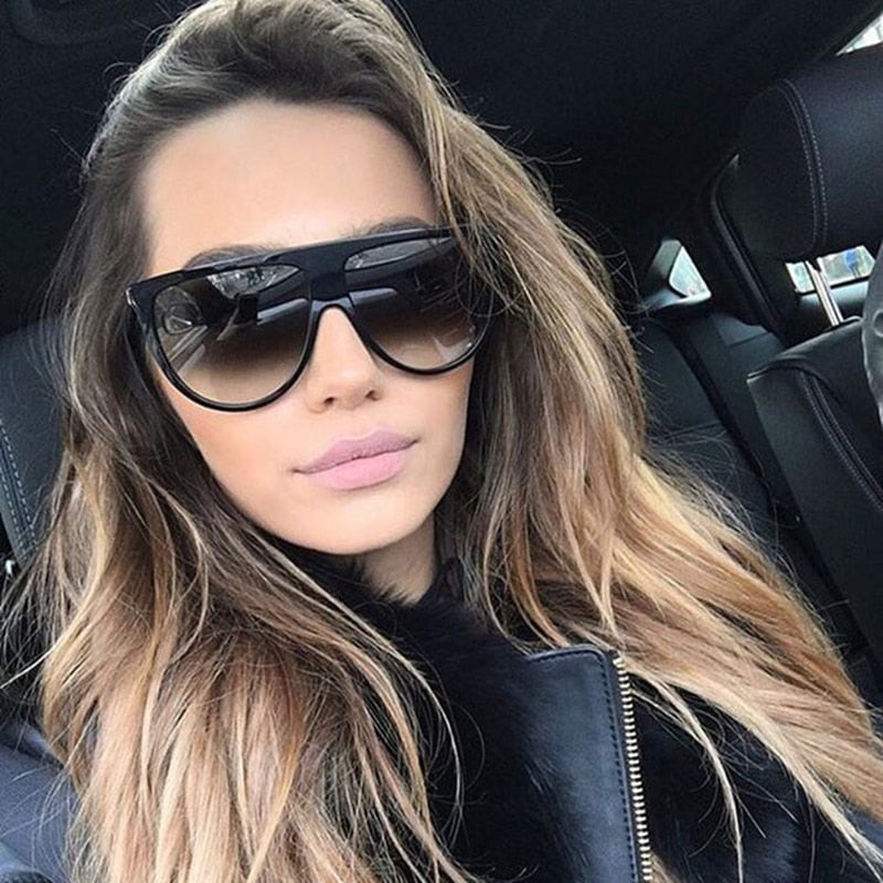 2022 Square Sunglasses Woman Vintage Retro Flat Top Thin Shadow Sun Glasses Square Pilot Luxury Designer Large Black ShadesGafas - Executive-Skincare