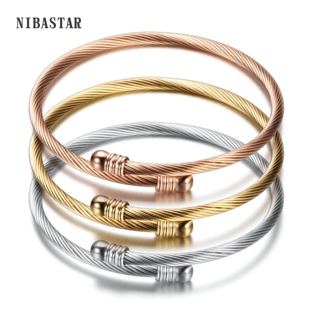 3 Colors lockable Braclets Bangles For Women Hot Selling Brand Jewelry 316L Stainless Steel Bracelet and Bangle Adjustable - Executive-Skincare