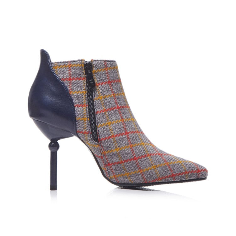 Winter Tweed Plaid Checked High Heels Elegant Woman Pumps Fashion - Executive-Skincare