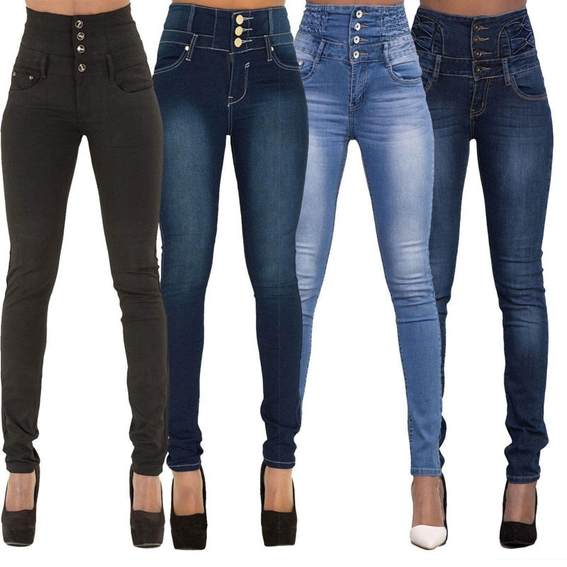 Women Black Jeans Push Up Pencil Denim Pants Ladies Vintage High Waist Jeans Casual Stretch Skinny Mom Jean Slim Femme - Executive-Skincare