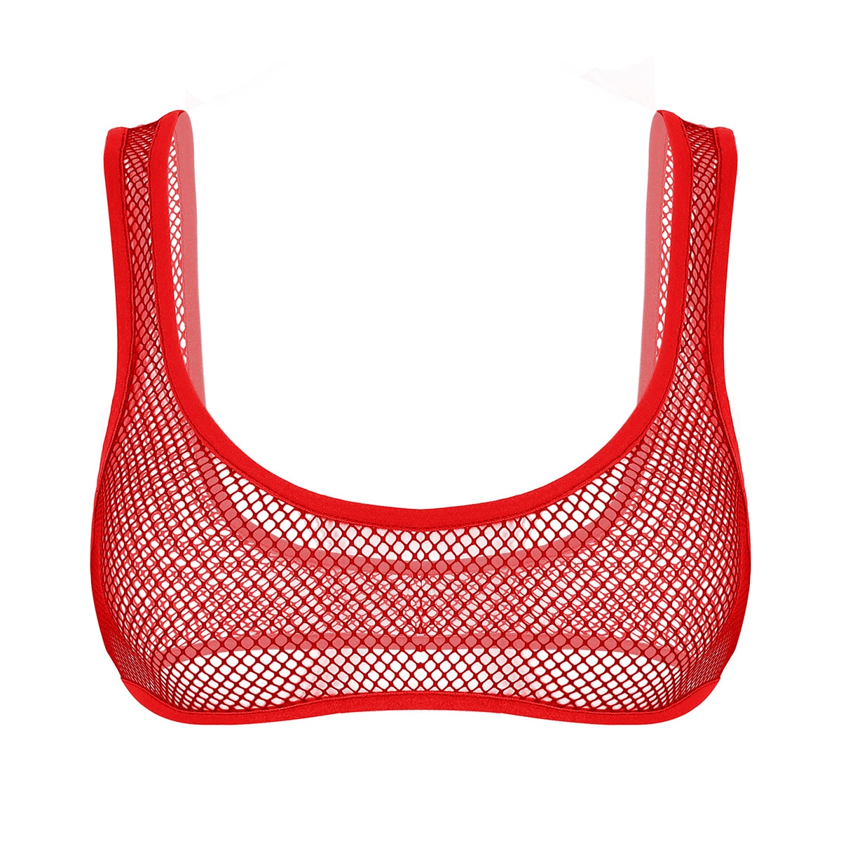 Women Sexy See Through Fishnet Hollow Out Summer Fashion Deep U-neckline Tank Tops Bustier Bra Crop Top Strappy Bralette Vest - Executive-Skincare