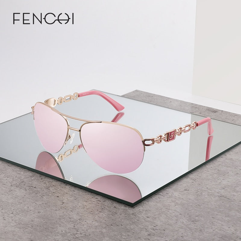 FENCHI Pink Sunglasses Women 2021 Pilot Vintage Female Sun Gasses UV 400 White Shades Zonnebril Dames Oculos Feminino De Sol - Executive-Skincare