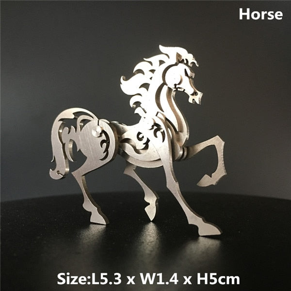 3D Metal Model Chinese Zodiac Dinosaurs western fire dragon  DIY Assembly models Toys Collection Desktop For Adult Children - Executive-Skincare