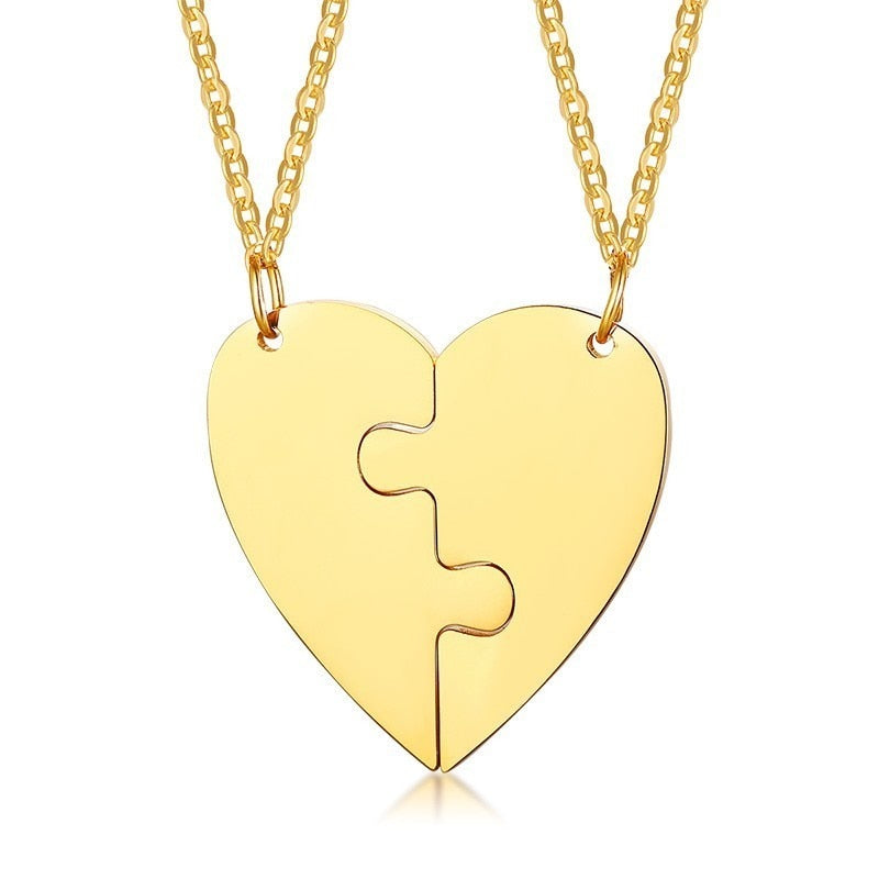 Vnox 2 Best Friends Heart Couple Necklaces Free Custom Engraving Name Love Gifts for Friendship Accessory - Executive-Skincare