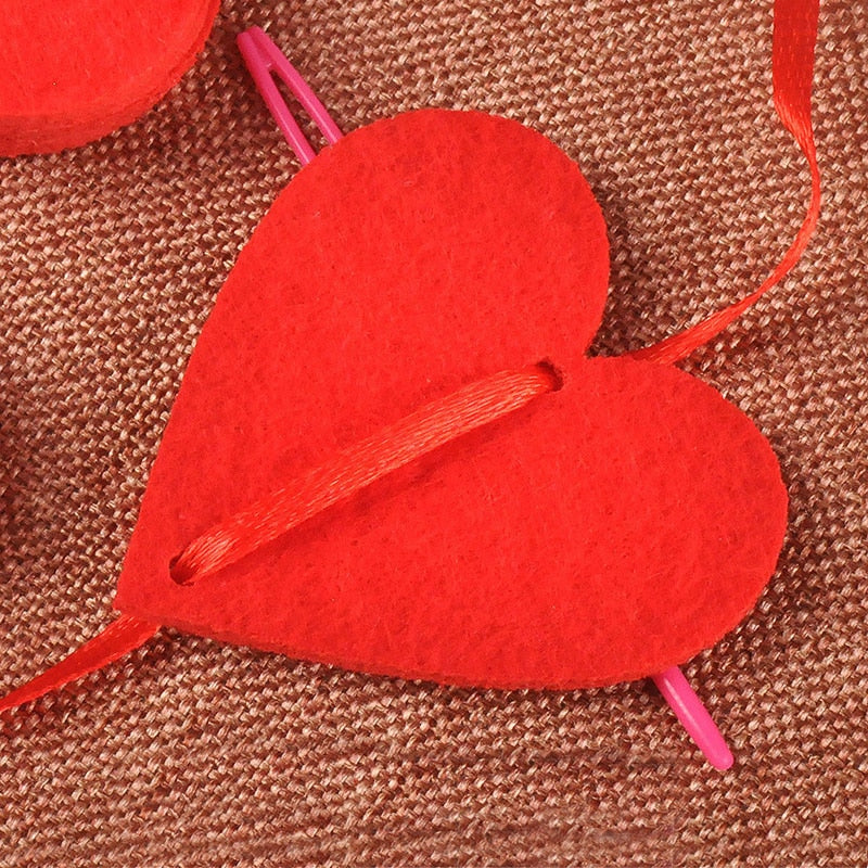 5sets(80pcs) 2 Size Heart Garland With 3m Rope Charm DIY Curtain Felt Non-woven For Home Wedding Party Valentine Decoration - Executive-Skincare