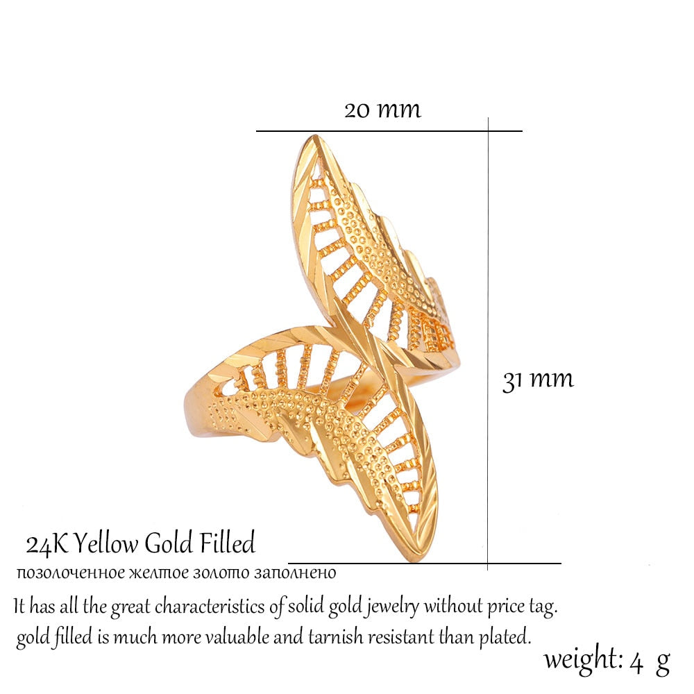 St.kunkka Yellow Gold Color Filled Big Butterfly Ring For Woman Wedding Party Charm Ring New Fashion Jewelry Accessories Gift - Executive-Skincare