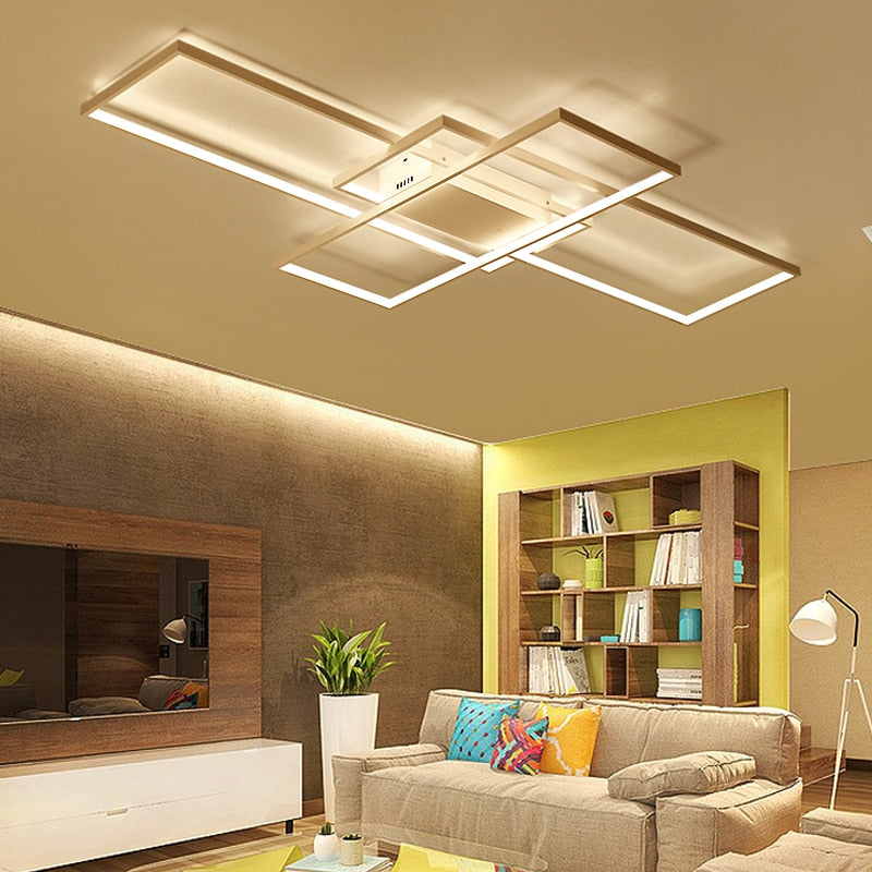 Smart Home Alexa Black/White LED Ceiling Chandelier For Living Study Room Bedroom Aluminum Modern Led Ceiling Chandelier - Executive-Skincare