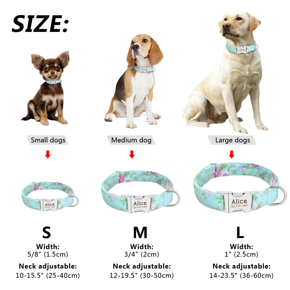 Dog Collar Personalized Nylon Pet Dog Tag Collar Custom Puppy Cat Nameplate ID Collars Adjustable For Medium Large Dogs Engraved - Executive-Skincare