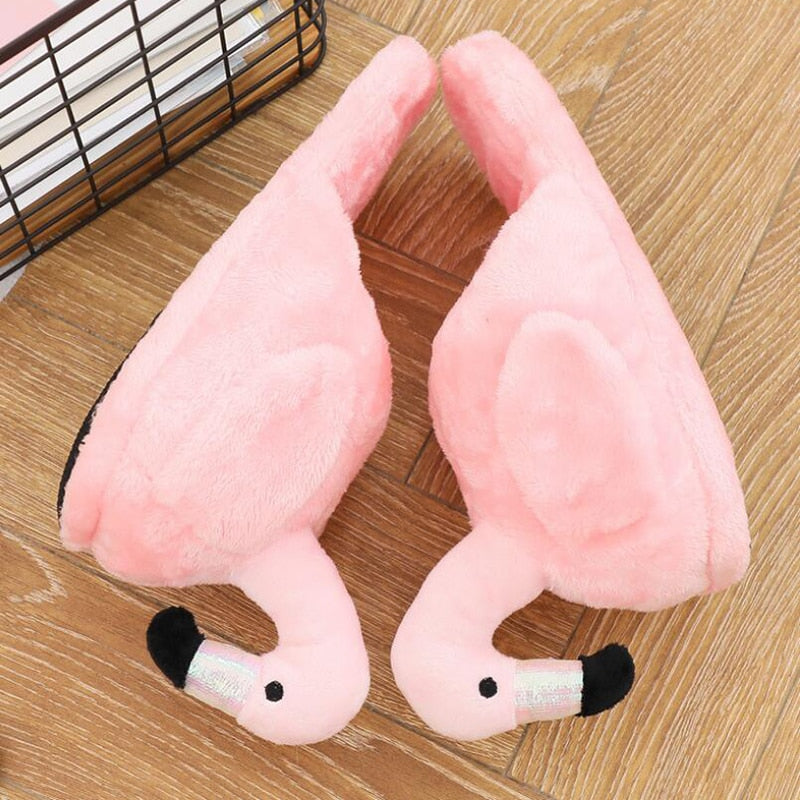 Winter lovely Home Slippers Chausson Shoes Women Flamingo slippers pantuflas unicornio pantoufle femme Warm Cotton Shoes hy24 - Executive-Skincare