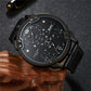 Oulm Men&#39;s Casual Sports Watches Unique Design Big Watch Male Leather Strap Quartz Clock Double Time Zone Men Luxury Wristwatch - Executive-Skincare