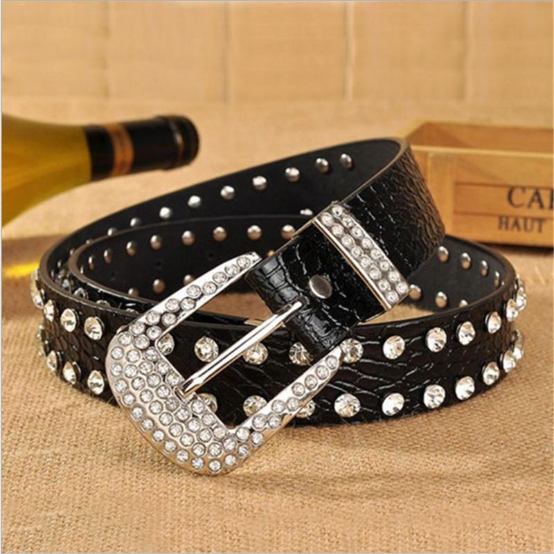 SupSindy women belt pin buckle luxury Rhinestones leopard print PU leather belts for women best quality Female strap for jeans - Executive-Skincare