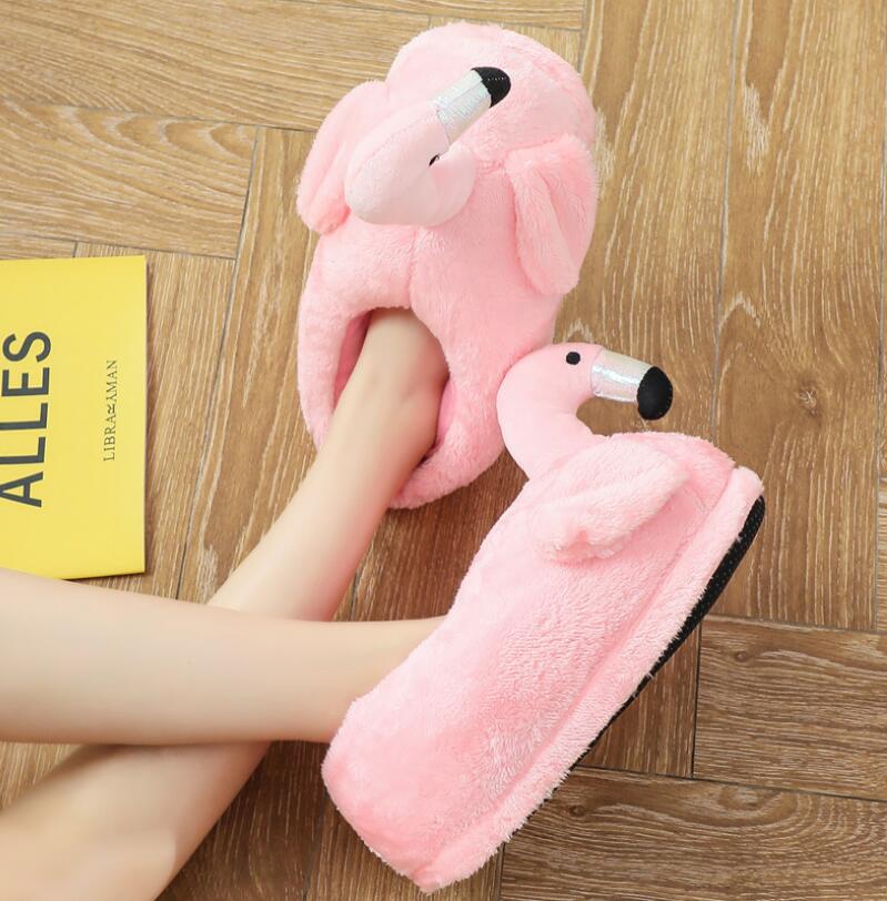 Winter lovely Home Slippers Chausson Shoes Women Flamingo slippers pantuflas unicornio pantoufle femme Warm Cotton Shoes hy24 - Executive-Skincare