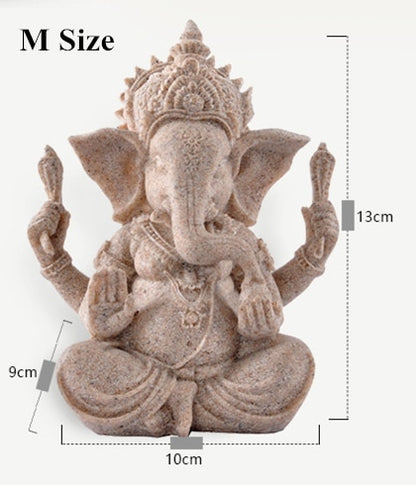 VILEAD Sandstone Indian Ganesha Elephant God Statue Religious Hindu Elephant-Headed Fengshui Buddha Sculpture Home Decor Crafts - Executive-Skincare