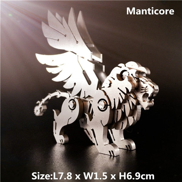 3D Metal Model Chinese Zodiac Dinosaurs western fire dragon  DIY Assembly models Toys Collection Desktop For Adult Children - Executive-Skincare