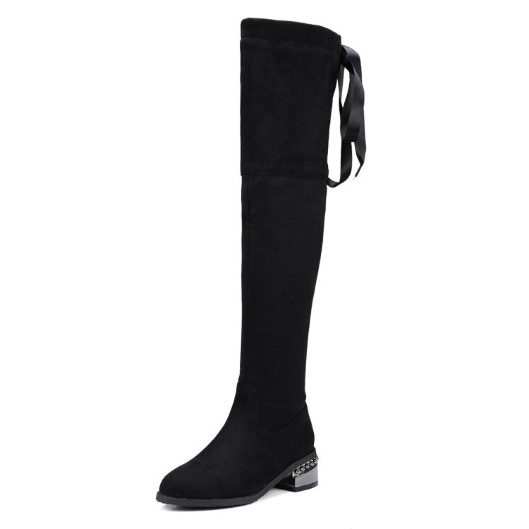 Winter New Style Fashion Square
Over Knee Boots overlapping Bandage - Executive-Skincare