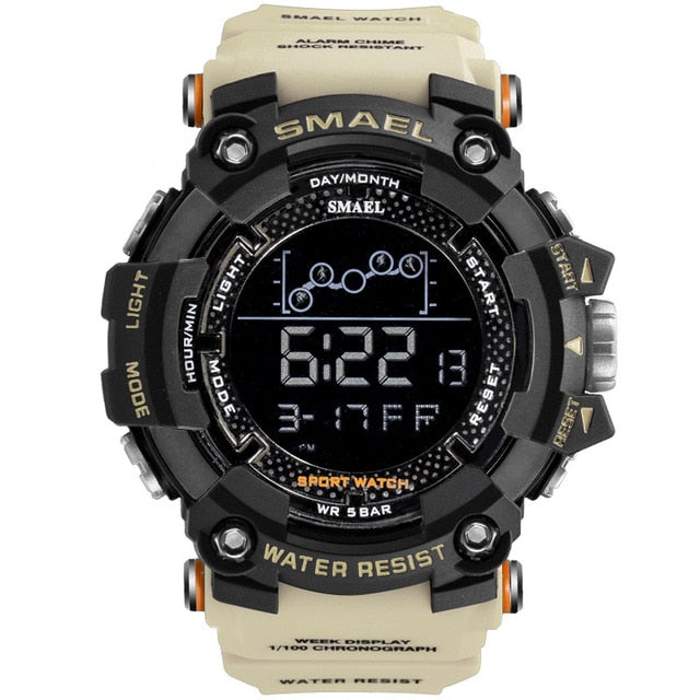 SMAEL Mens Watch Military Waterproof Sport WristWatch Digital Stopwatches For Men 1802 Military Electronic Watches Male Clock - Executive-Skincare