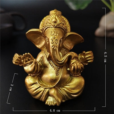 Gold Lord Ganesha Buddha Statue Elephant God Sculptures Ganesh Figurines Man-made Stone Home Garden Buddha Decoration Statues - Executive-Skincare