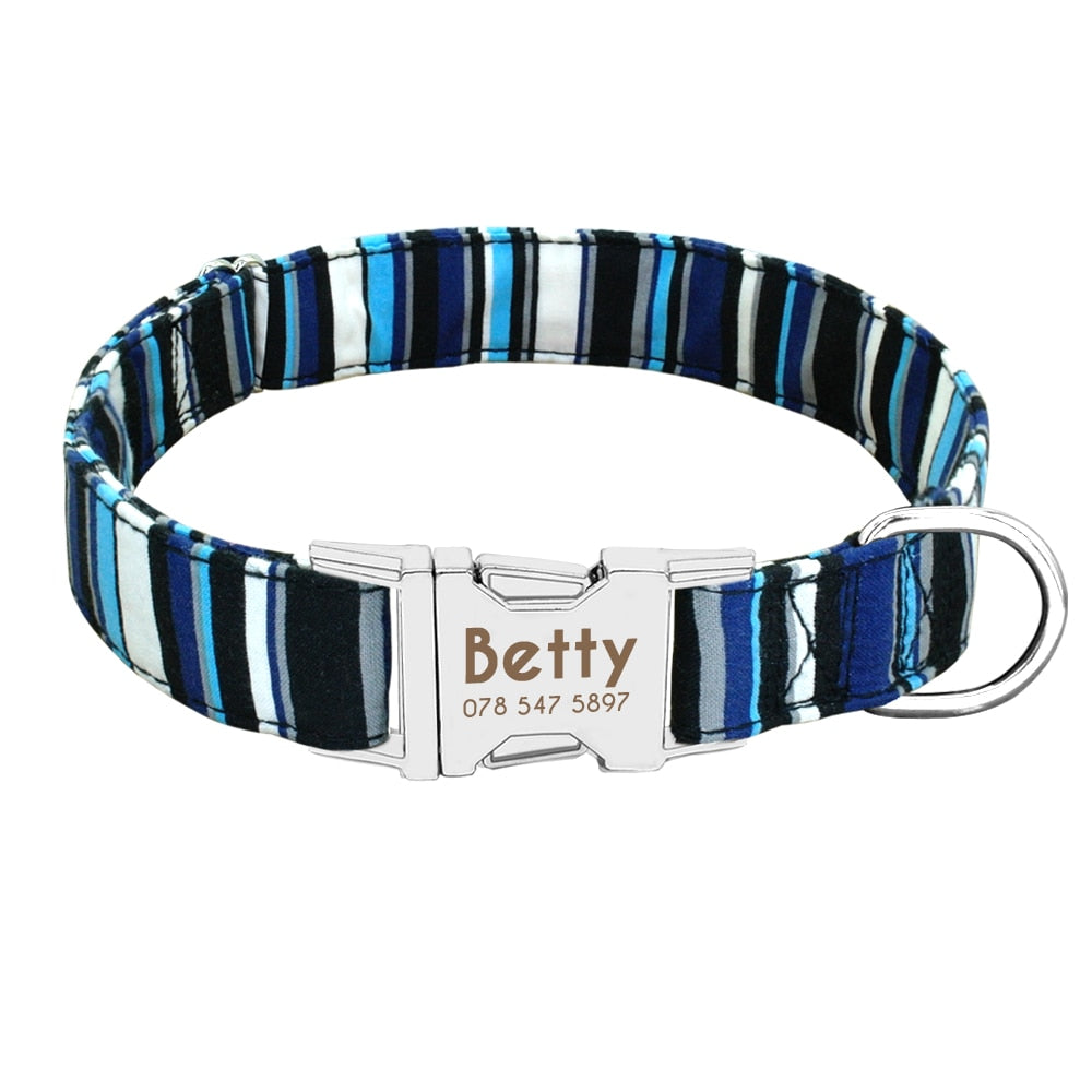 Dog Collar Personalized Nylon Pet Dog Tag Collar Custom Puppy Cat Nameplate ID Collars Adjustable For Medium Large Dogs Engraved - Executive-Skincare