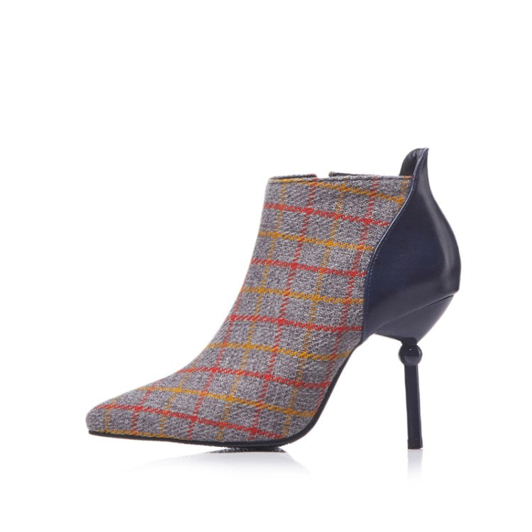 Winter Tweed Plaid Checked High Heels Elegant Woman Pumps Fashion - Executive-Skincare