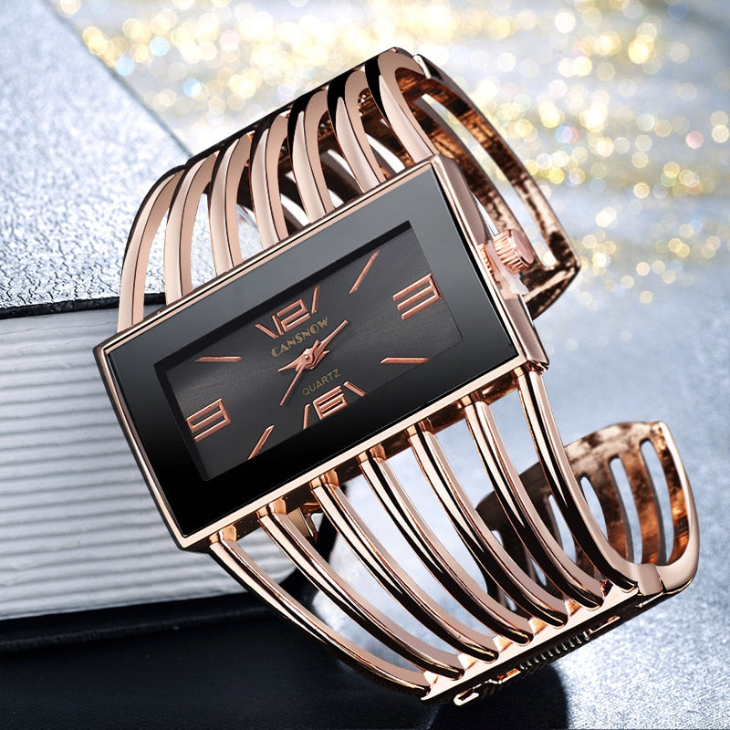 CANSNOW Womens Watch Luxury Fashion Rose Gold Bangle Bracelet Watch Women Dress Clock Female Lady Saati Girls Wristwatch Relojes - Executive-Skincare