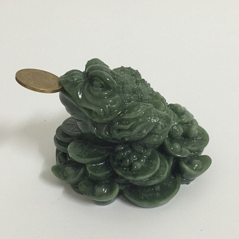 Money Buddha Statues Chinese Feng Shui Coin Three Legged Toad Frog Animal Statue Sculptures Home Decoration Man-made Jade Stone - Executive-Skincare