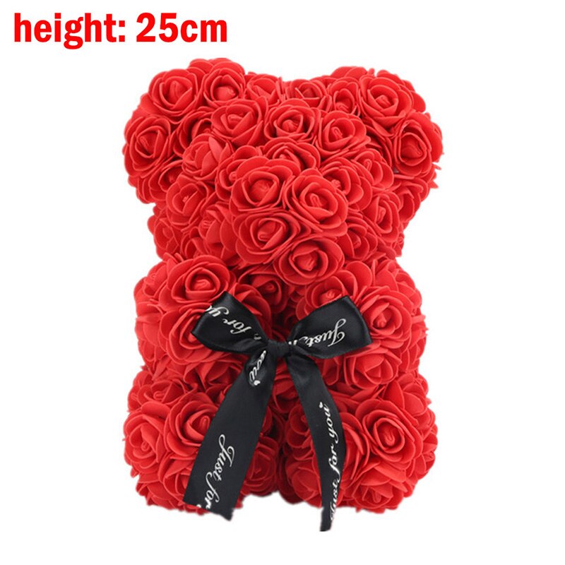 24cm Red Rose Bear Teddy Bear Flower Artificial Decoration Christmas Women Girlfriends Valentine&#39;s Day Wedding Romantic Gift Toy - Executive-Skincare