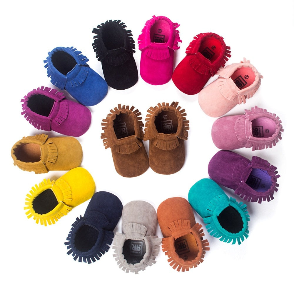 Baywell PU Suede Leather Newborn Baby Moccasins Shoes Soft Soled Non-slip Crib First Walker - Executive-Skincare