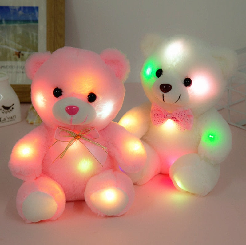 Creative Light Up LED Inductive Teddy Bear Stuffed Animals Plush Toy Colorful Glowing Teddy Bear Nice Gift for Girl. - Executive-Skincare