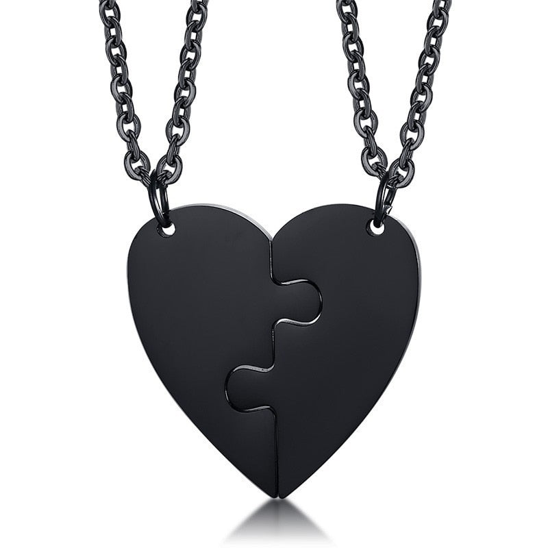 Vnox 2 Best Friends Heart Couple Necklaces Free Custom Engraving Name Love Gifts for Friendship Accessory - Executive-Skincare