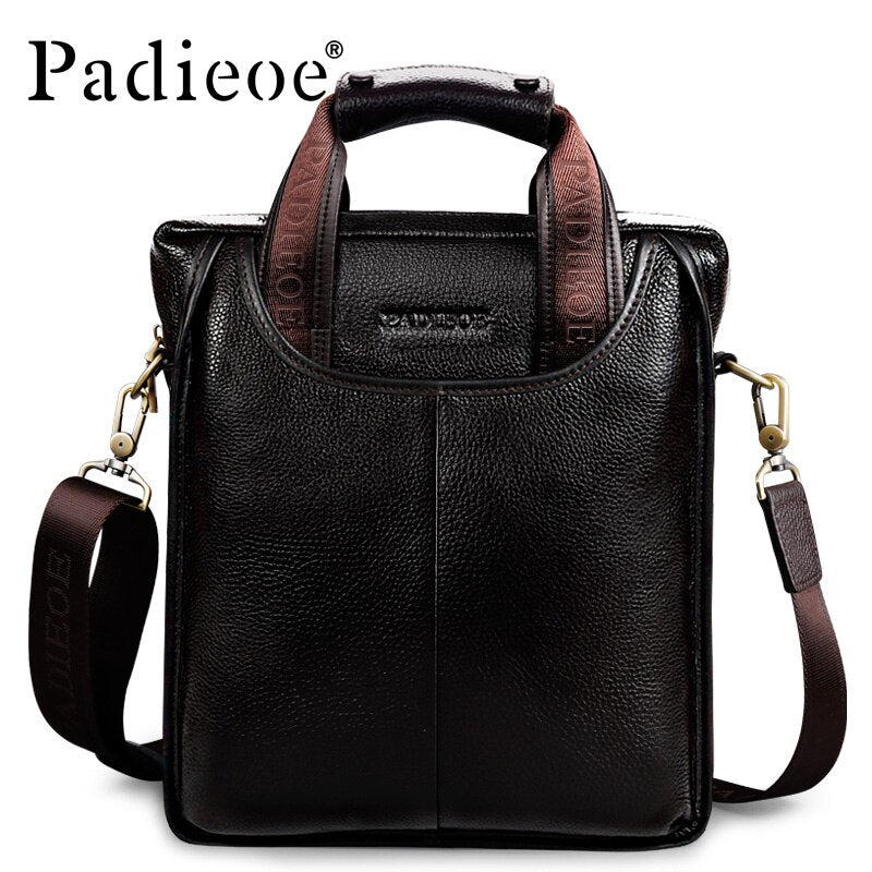 Padieoe Vintage Men Briefcase Genuine Leather Men Messenger Bags Fashion Male Tote Bags Leather Business Men Bag Shoulder Bags - Executive-Skincare