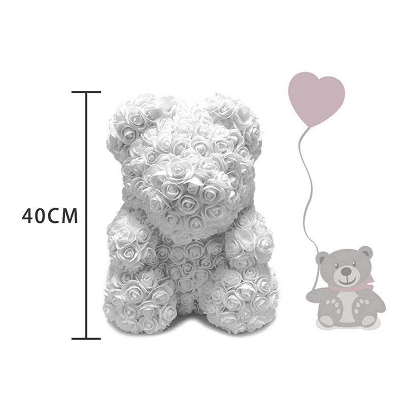 24cm Red Rose Bear Teddy Bear Flower Artificial Decoration Christmas Women Girlfriends Valentine&#39;s Day Wedding Romantic Gift Toy - Executive-Skincare