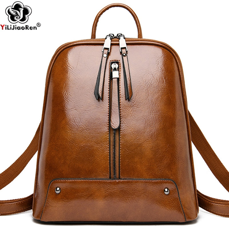 Women Leather Backpack Fashion Backpack Purse Female Travel Shoulder Bag Large Capacity School Bags for Teenage Girl Sac a Dos - Executive-Skincare