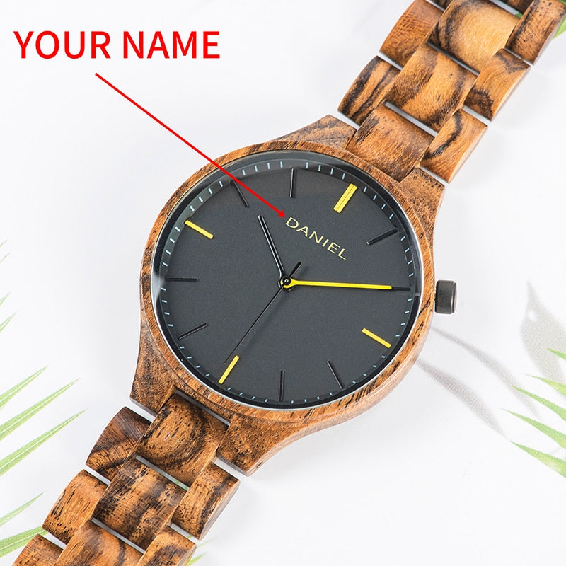 Cuatomize Name BOBO BIRD Wood Watch Men Top Luxury Brand Wristwatches Male Clock in Wooden Gift box Marriage anniversary gift - Executive-Skincare