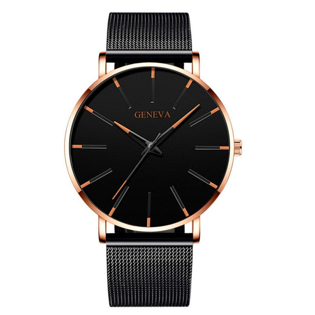 reloj hombre 2022 Watch Men Minimalist Ultra Thin Watches Men&#39;s Fashion Stainless Steel Mesh Belt Quartz Watch relogio masculino - Executive-Skincare