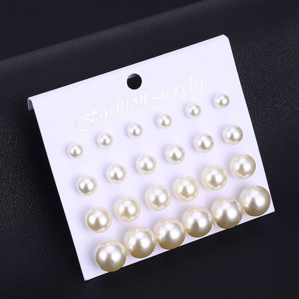 Pearl Long Earrings Female White Round Pearl Wedding  Earrings - Executive-Skincare