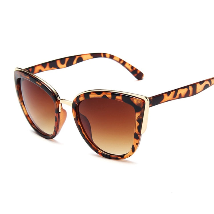 Vintage Cat Eye Sunglasses Women Fashion Brand Designer Sunglasses Female Sexy Leopard Cateyes Black Gradient Oculos De Sol - Executive-Skincare