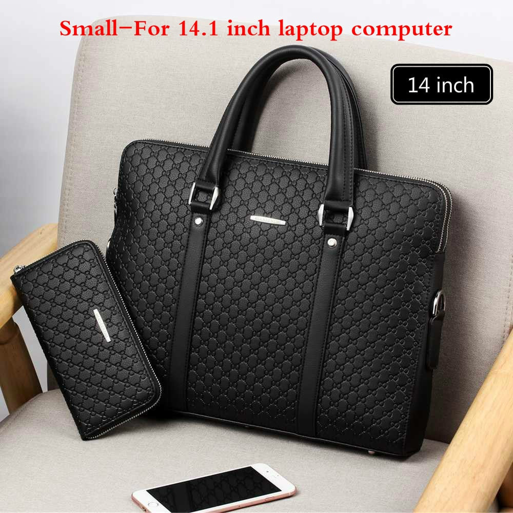 New Double Layers Men&#39;s Leather Business Briefcase Casual Man Shoulder Bag Messenger Bag Male Laptops Handbags Men Travel Bags - Executive-Skincare