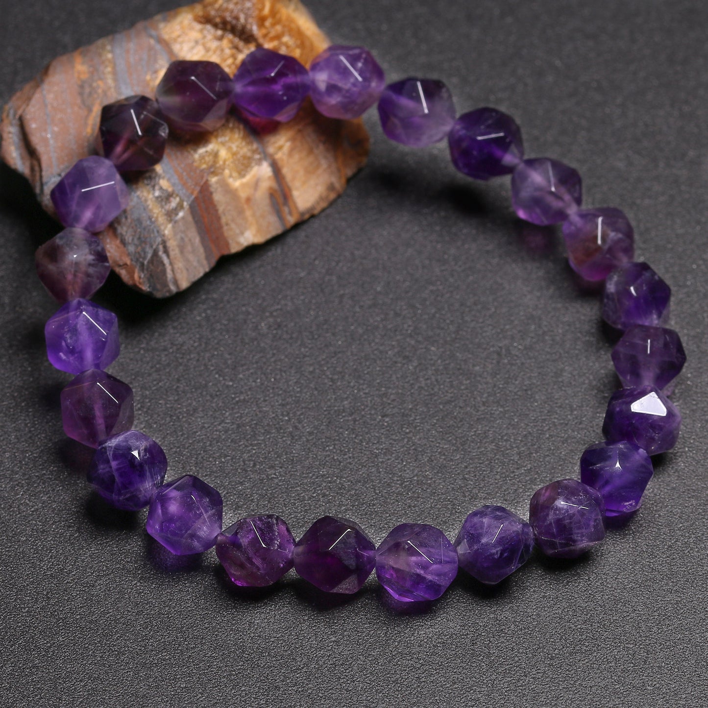 Women Bracelets Natural Amethyst Bracelet Cut Surface Couple Natural Stone Bracelet - Executive-Skincare