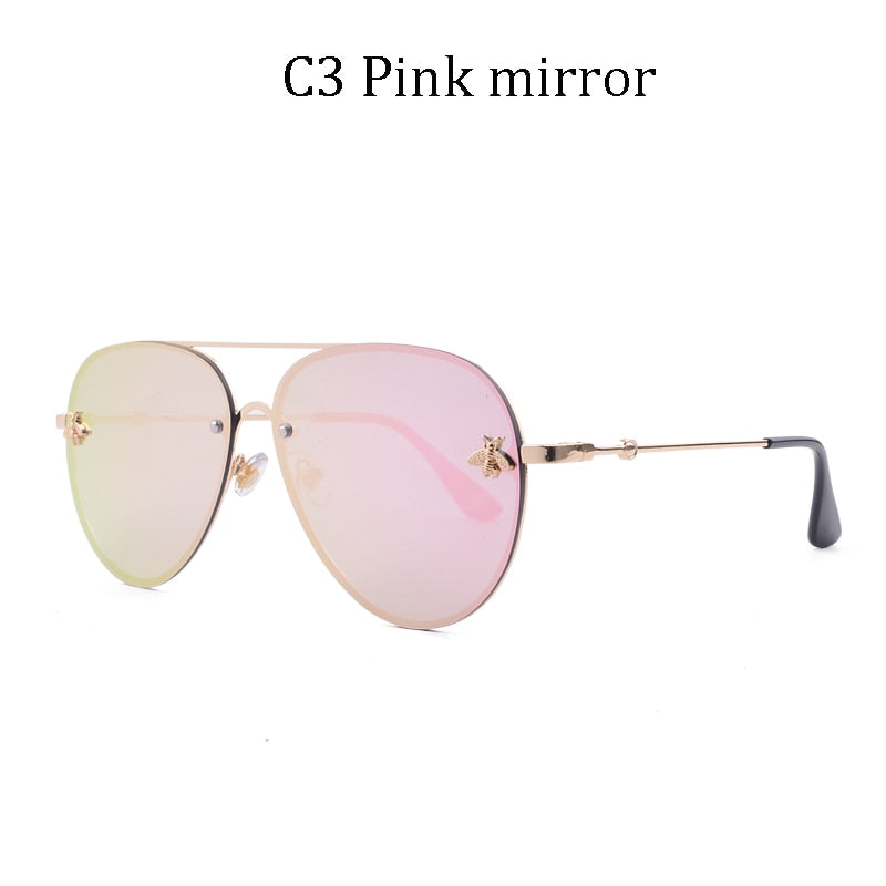 Luxury Brand Designer Female Rimless Sunglasses AViation Women Sun Glasses Gradient Shades Little bee Lens Ladies UV400 rays - Executive-Skincare