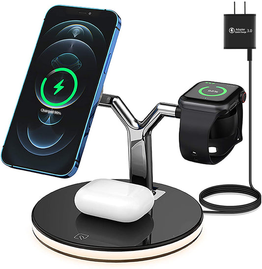 25W 3 in 1 Magnet Qi Fast Wireless Charger For Iphone 12 Mini Pro MAX Charging Station For Apple Watch 6 5 4 3 2 1 AirPods Pro - Executive-Skincare