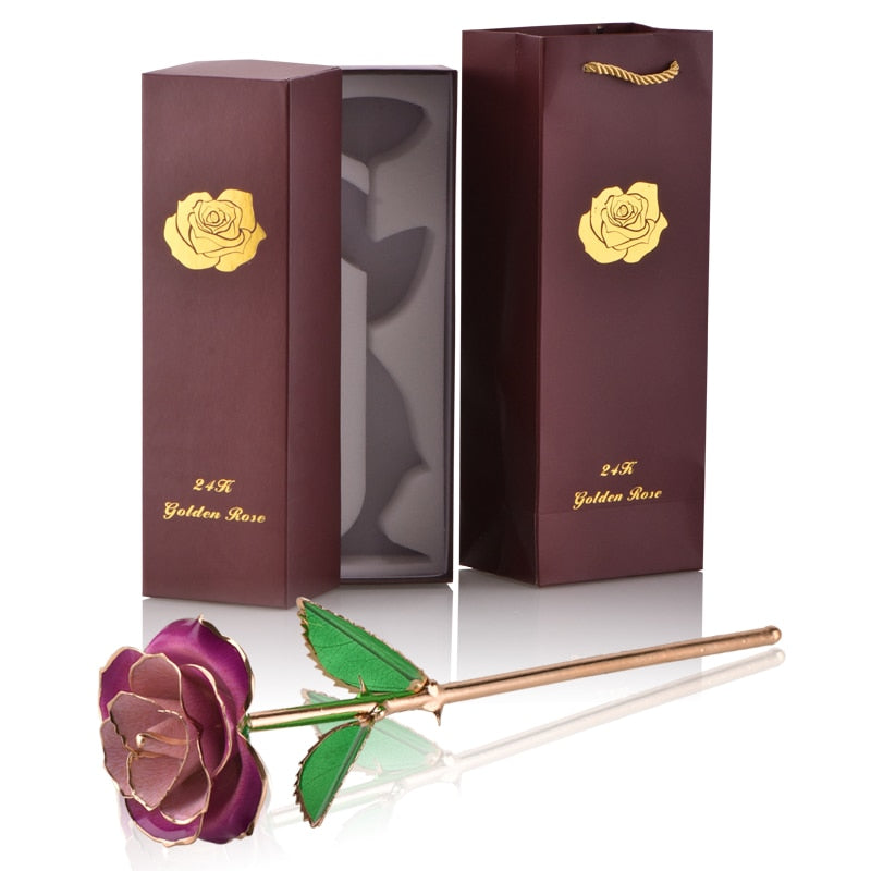 Gifts for Women 24k Gold Dipped Rose with Stand Eternal Flowers Forever Love In Box Girlfriend Wedding Christmas Gifts for Her - Executive-Skincare