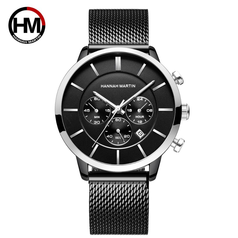 Luxury Fashion Mens Wristwatches Waterproof Male Multi-function Calendar Japanese Movement Quartz Stainless Steel Business Watch - Executive-Skincare