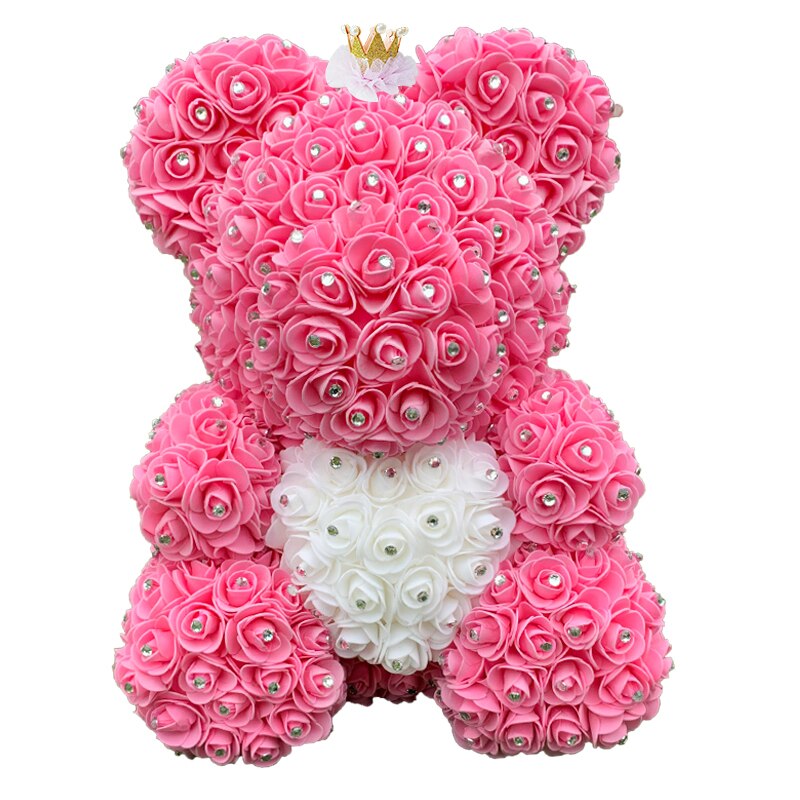 Drop shipping Valentine&#39;s Gifts Diamond Teddy Rose Bears 40cm Artificial Flower Bears For Girls Christmas Gifts - Executive-Skincare