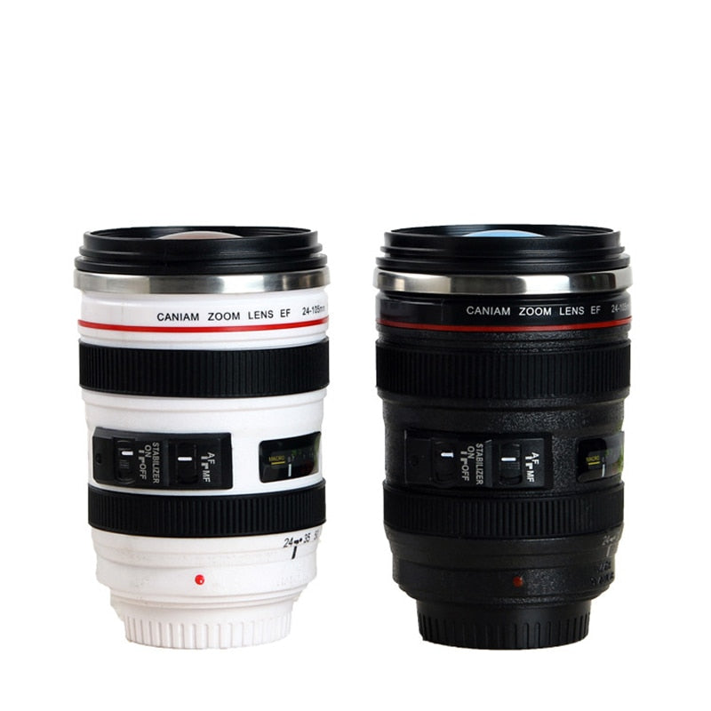 Stainless Steel Camera EF24-105mm Coffee Lens Mug White Black Coffee Mugs Creative Gift Coffee Cups canecas tazas vaso caf - Executive-Skincare