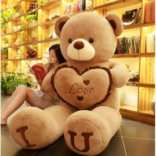 Big Teddy Bear 100cm I LOVE YOU Plush Toy Lovely Huge Stuffed Soft Bear Doll Lover Bear Kids Toys Chrismas Gift For Girlfriends - Executive-Skincare