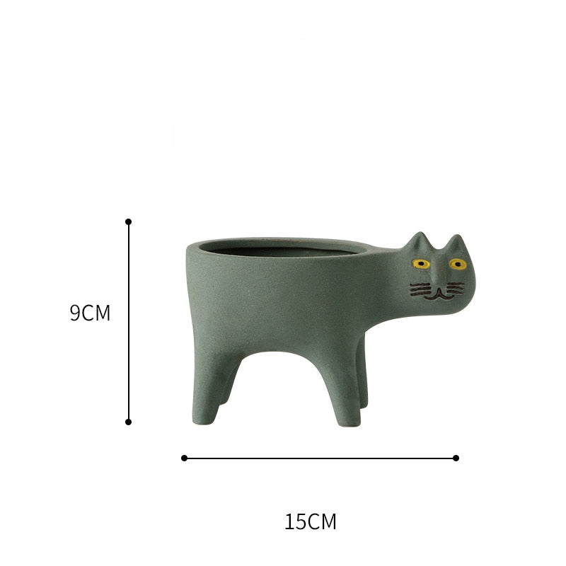 Cartoons Cat Flowerpot Animal Ceramic Flowerpot Cute Vase Cactus Succulent Plants Potted  Flower Arrangement Home Decoration - Executive-Skincare