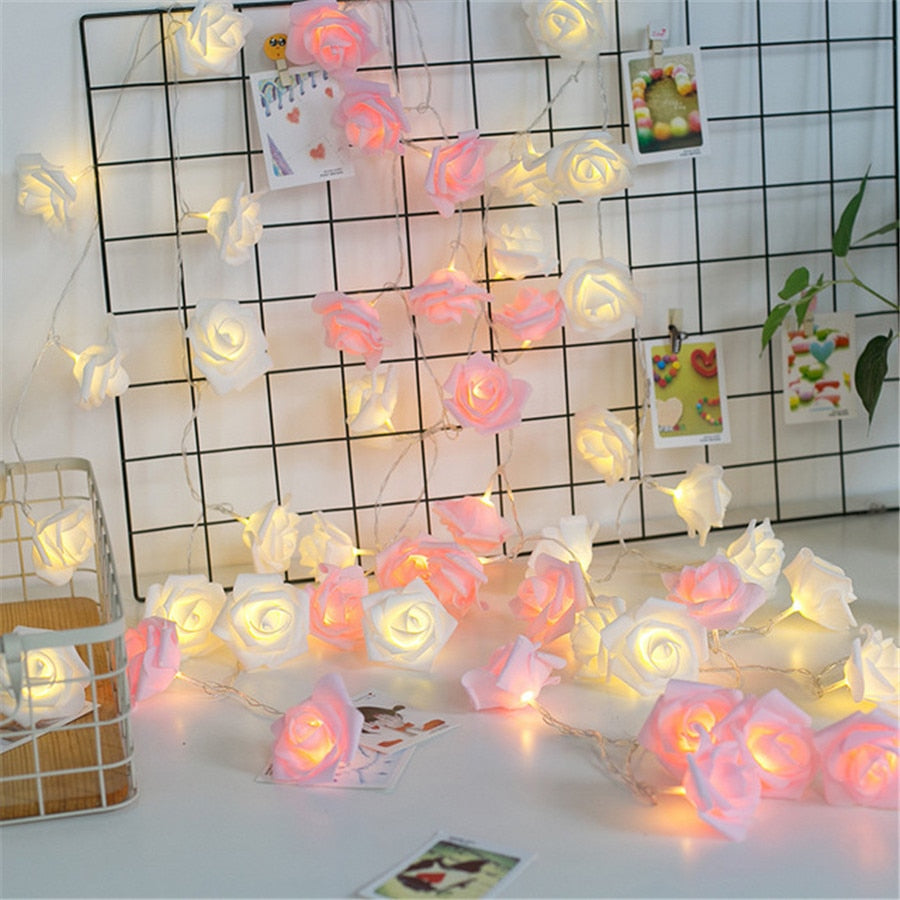 USB/Battery Operated 10/20/40 LED Rose Flower String Lights Artificial Flower Bouquet Garland for Valentine&#39;s Day Wedding Party - Executive-Skincare