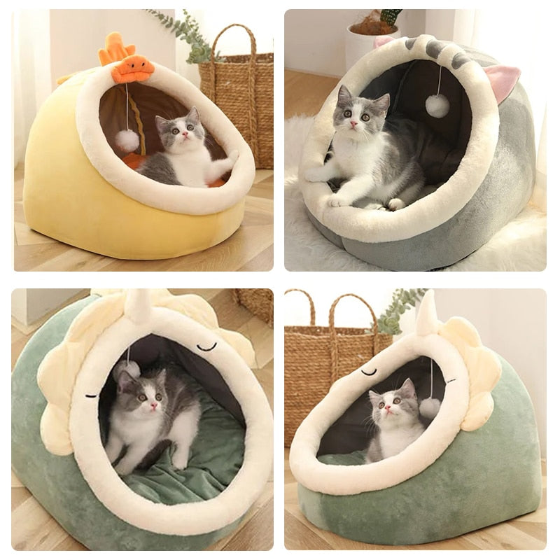 Sweet Cat Bed Warm Pet Basket Cozy Kitten Lounger Cushion Cat House Tent Very Soft Small Dog Mat Bag For Washable Cave Cats Beds - Executive-Skincare