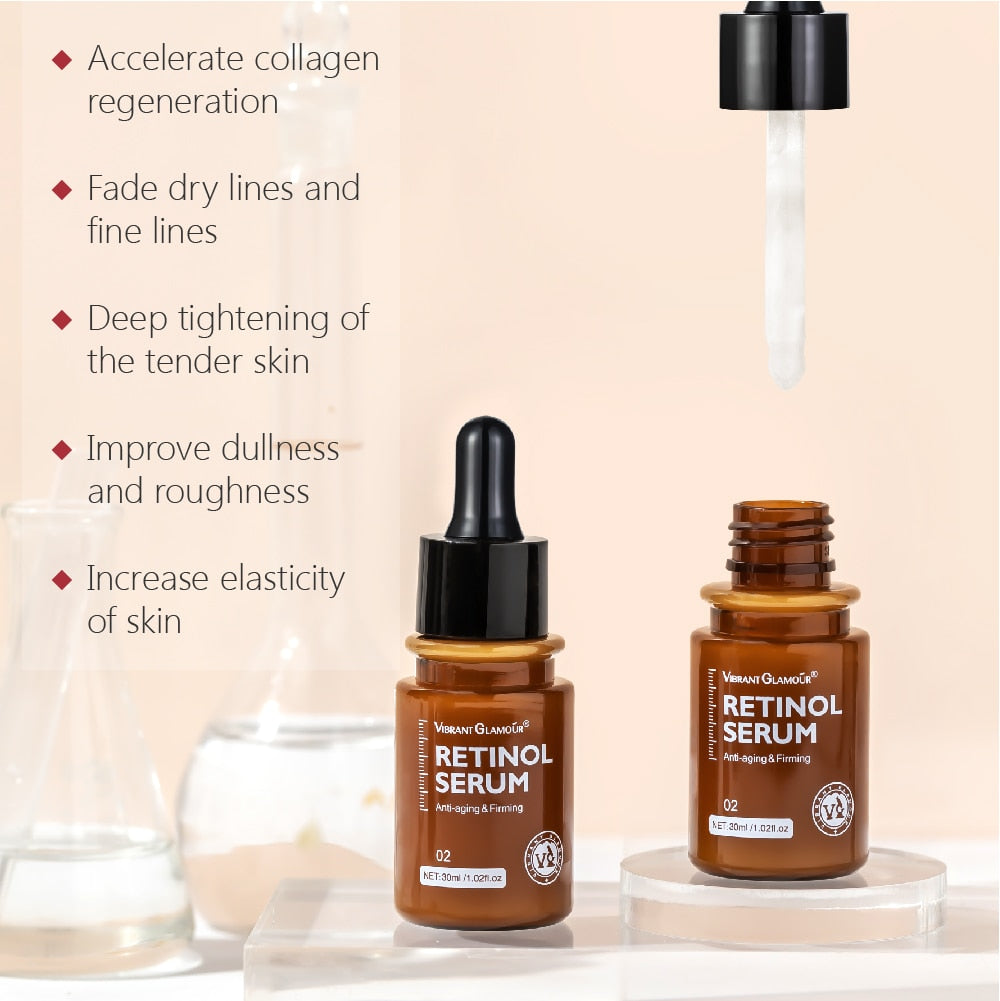 VIBRANT GLAMOUR Retinol Face Serum Moisturizing Whitening Firming Fade Fine Lines Anti-wrinkle Anti-aging Deep Care Essence 30ML - Executive-Skincare